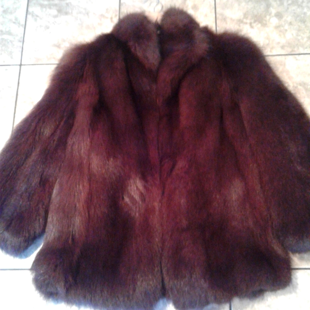 Brown fox fur coat